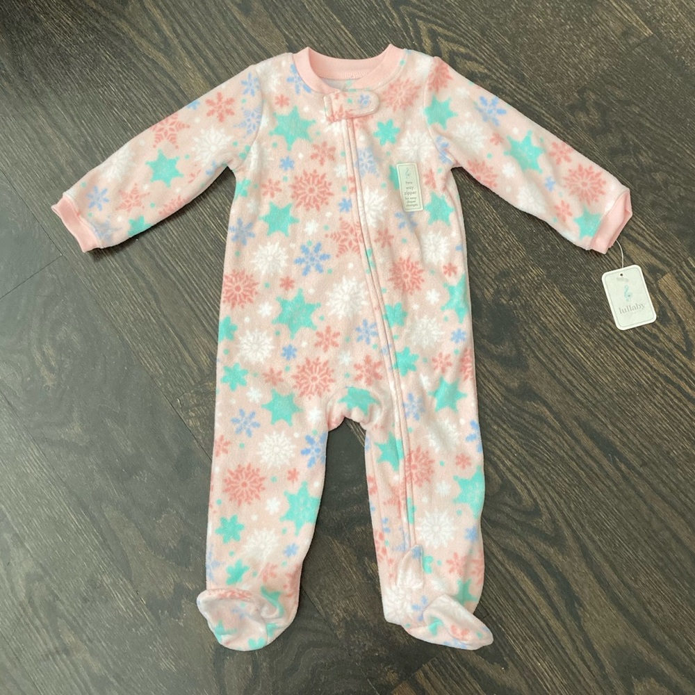 Baby Snowflakes Fleece Zip Footie Onsie Pajamas (size 6-9 mo) Lullaby Lane